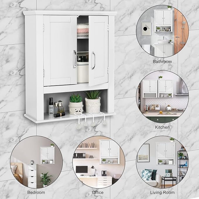VINGLI Bathroom Wall Cabinet 21"x8.5"x25" Modern White Medicine Wall Mount - Image 7
