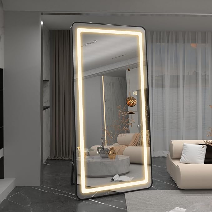FENNIO Full Length Mirror with Lights, Free Standing Lighted Floor Mirror - Image 9