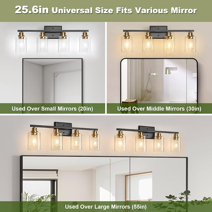 Unicozin Modern Bathroom Light Fixtures, 4 Light Vanity Lights Over Mirror - Image 6