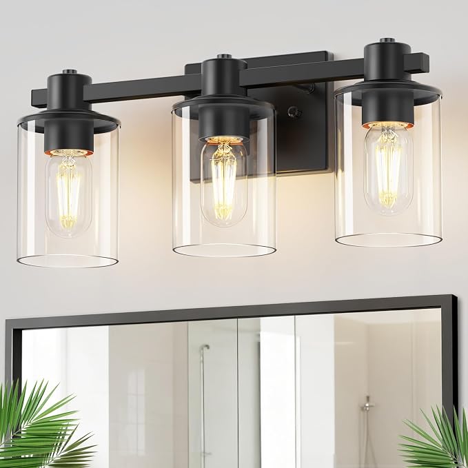 DORESshop 20 Inch Upgraded Bathroom Light Fixtures, 3-Light Black Bathroom by DORESshop