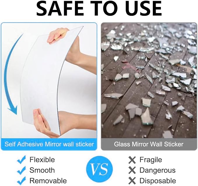 Acrylic Mirror Sheet for Wall, 15.7" x 19.6" Large Rectangular Mirror Tiles - Image 4