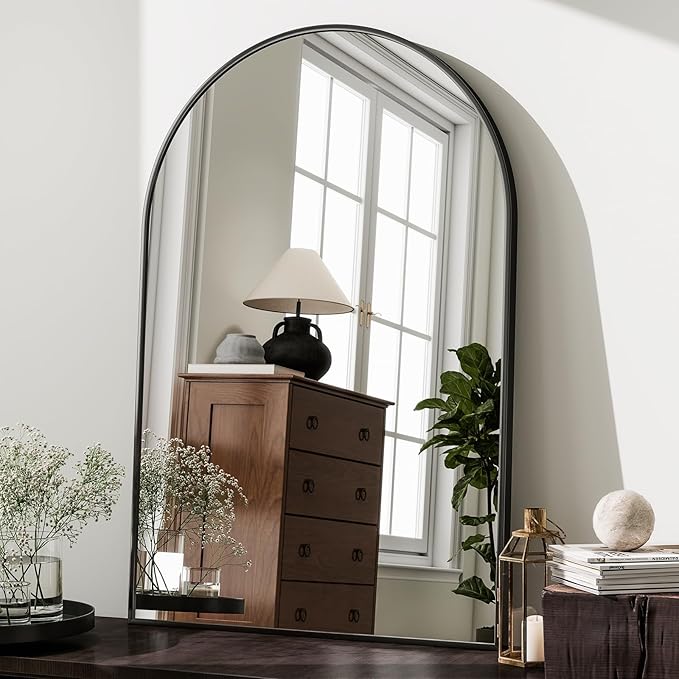 HARRITPURE Arched Wall Mirror – 26"x38" Arch Bathroom Mirror Metal Frame Vanity - Image 2