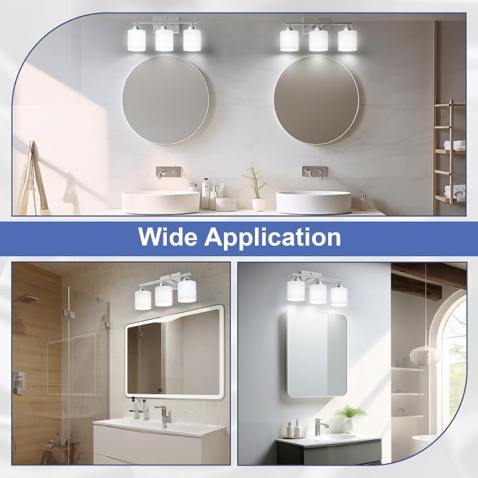 Bathroom Lighting Fixtures Over Mirror Brushed Nickel, Anti-Rust 3-Light - Image 6