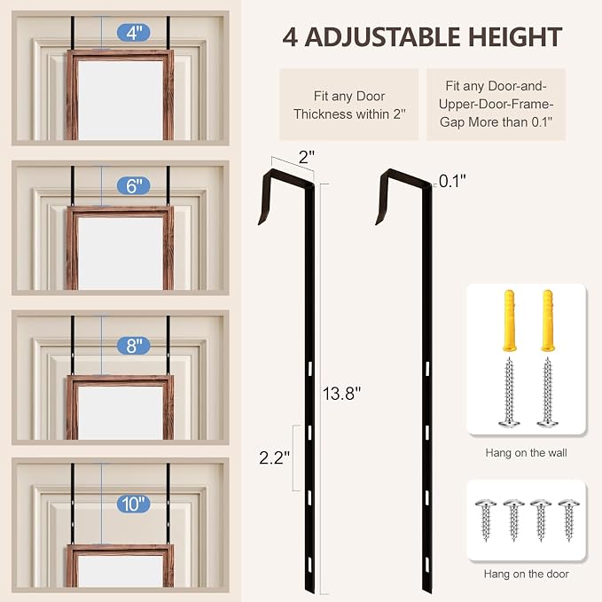 48"x14" Door Mirror, Rustic Full Length Mirror, Over The Door Hanging Mirrors - Image 5