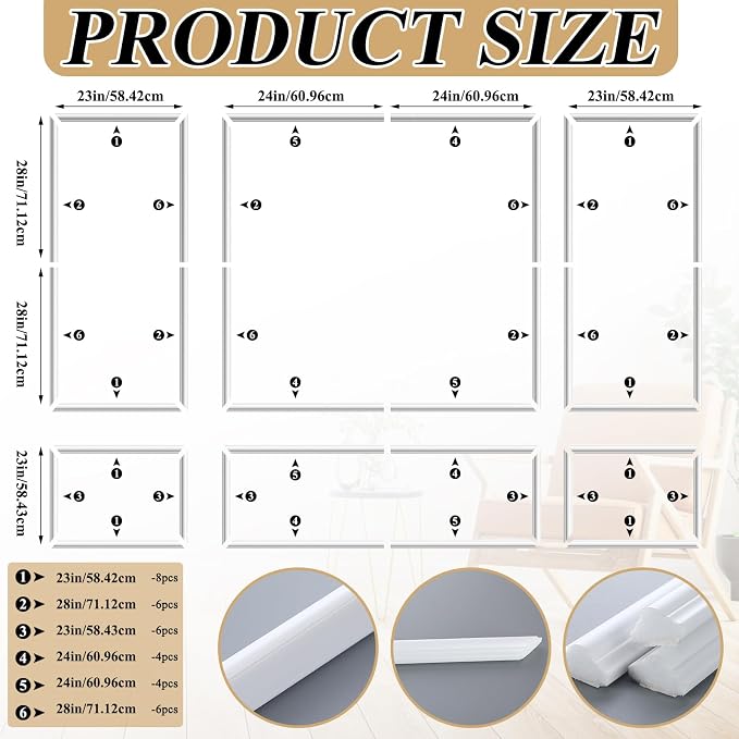 Pangda Peel and Stick Wall Molding Kit, 3D Premade Accent Molding Wainscoting - Image 2