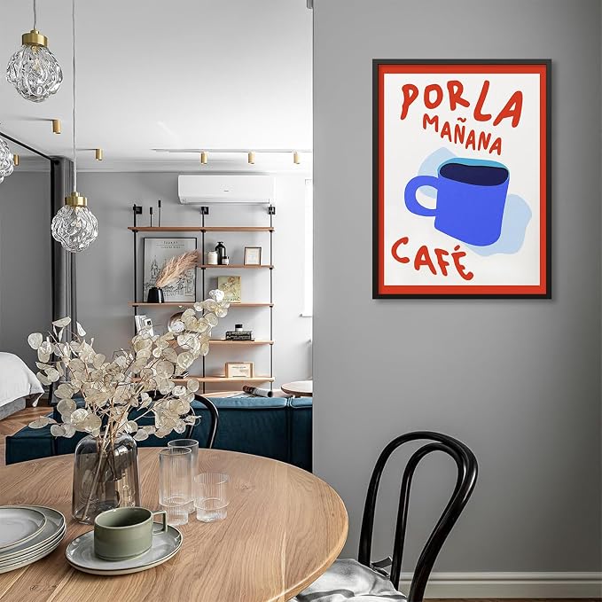 Black Framed Wall Art Posters Kitchen Por La Mañana Cafe Print Vintage Coffee - Image 5