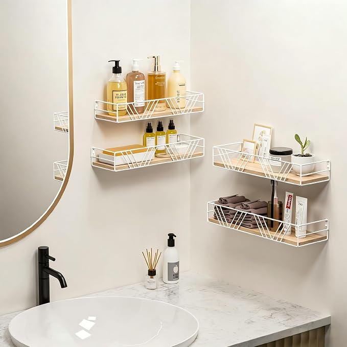 Floating Shelves for Wall, 4 Sets Rustic Wall Mounted Shelves - Image 4