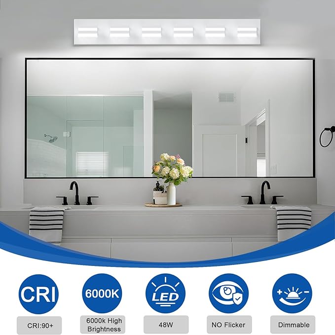 IZORRO LED Modern Bathroom Lights Fixtures, Matte White Acrylic Wall Lighting - Image 4