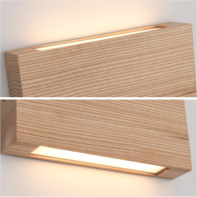 Wood Wall Sconce Indoor Wall Lights Hardwired 2 Pack Up and Down Wall Mount - Image 8