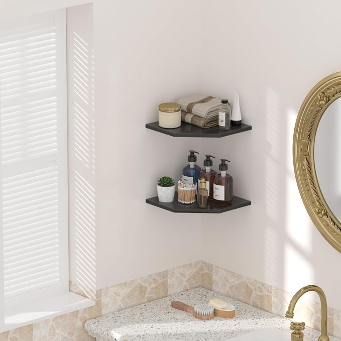 JJL Corner Wall Shelf, Easy-to-Assemble, Wall Mount Corner Shelves - Image 6