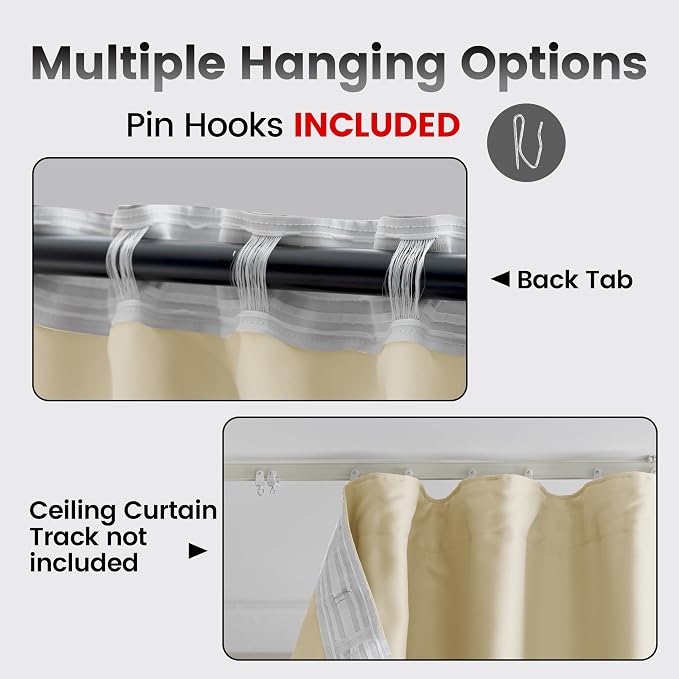 Blackout Room Divider Curtains, Back Tab Ceiling Track Curtains - Image 2