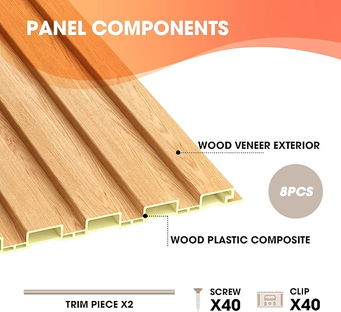 OUZUGIE WPC Acoustic Slat Wall Paneling, Living Room, TV Background, Study Room - Image 4