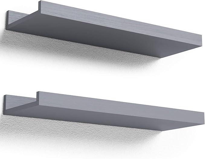 Boswillon Floating Shelves for Wall, Wall Shelves Set of 2, Bedroom Shelves by Boswillon