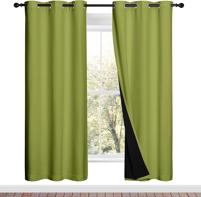 NICETOWN 100% Blackout Window Curtain Panels, Fresh Green, 2 Pieces, 42-inch by NICETOWN
