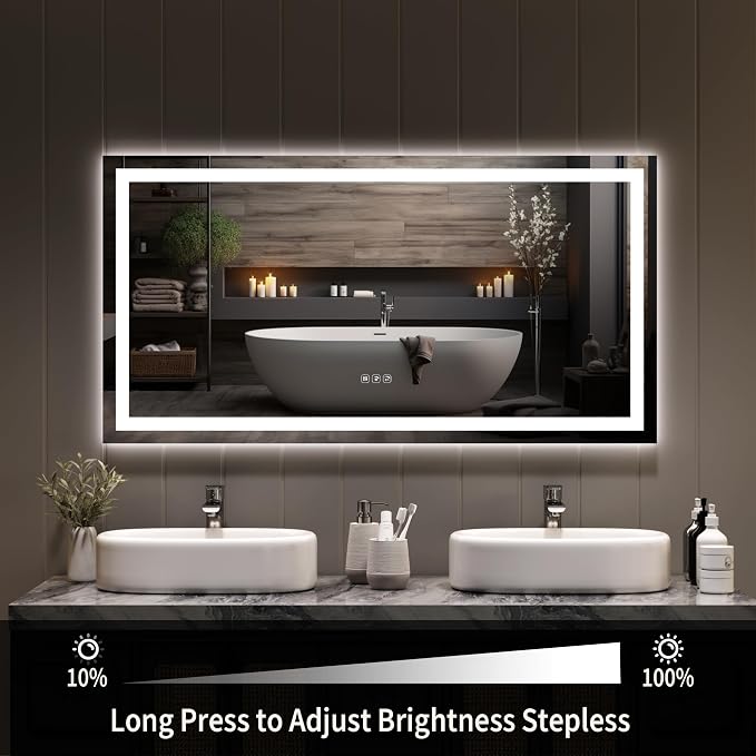 LED Bathroom Mirror 50 x 26 inch, Lighted Bathroom Vanity Mirror - Image 7