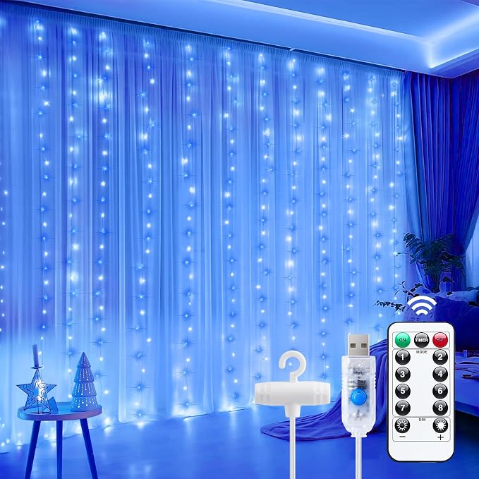 Minetom Curtain Lights, 300 LED Dimmable Fairy Lights by Minetom