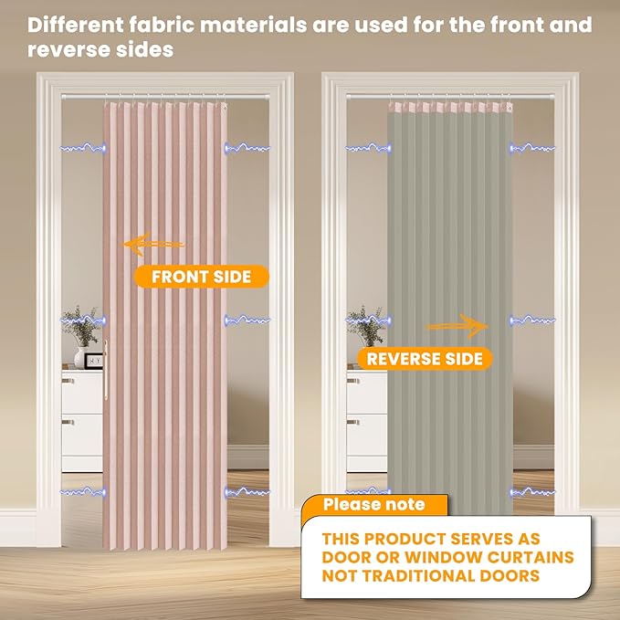 AJAZZ 100% Blackout Accordion Doors Interior Magnetic Door Curtain Pleated Door - Image 3