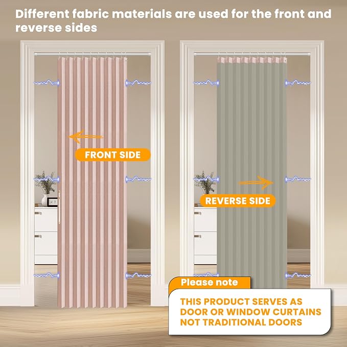 AJAZZ 100% Blackout Magnetic Door Curtain Accordion Doors Interior Closet Door - Image 2