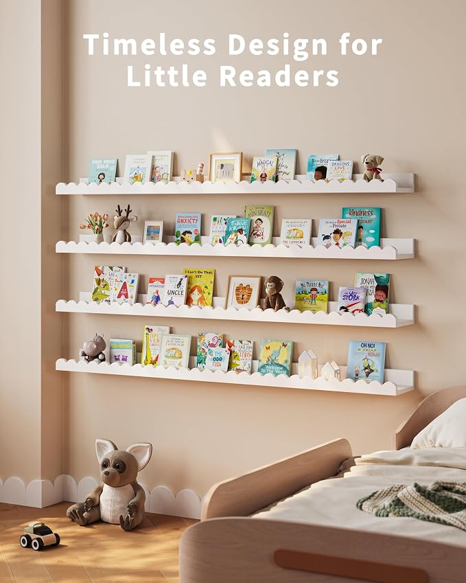 Shario Nursery Book Shelves, Scalloped Shelves, Wall Book Shelves - Image 4