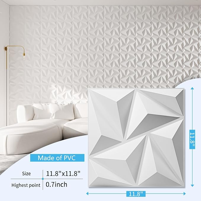 Art3d 3D Wall Panels 100 Pack, 11.8" x 11.8" PVC Wall Panels - Image 2