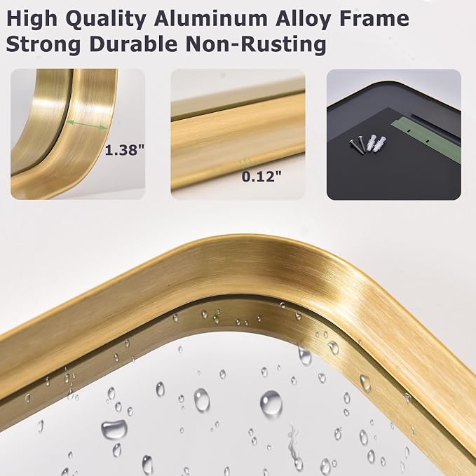 Easly 36 x 24 Inch Gold Bathroom Mirror - Image 6