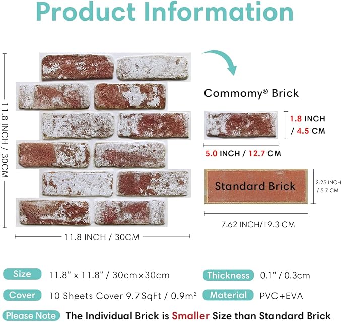 Commomy Faux Brick Peel and Stick Wall Panels - Image 4