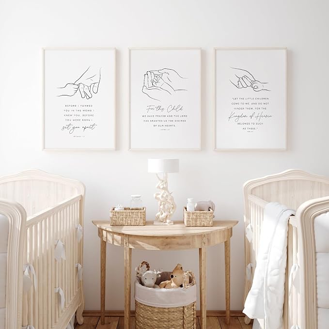 Joocrise Nursery Scripture Wall Art Set of 3 Nursery Bible Verse Wall Decor - Image 4