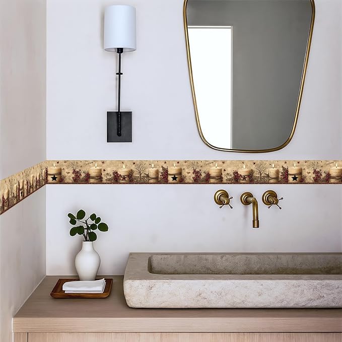 Rustic Farmhouse Wallpaper Border Peel and Stick 196x4 Inch Removable Wall - Image 3