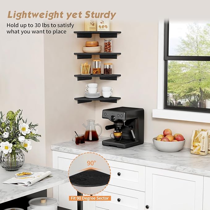 Forbena Black Floating Corner Bookshelf - Image 6