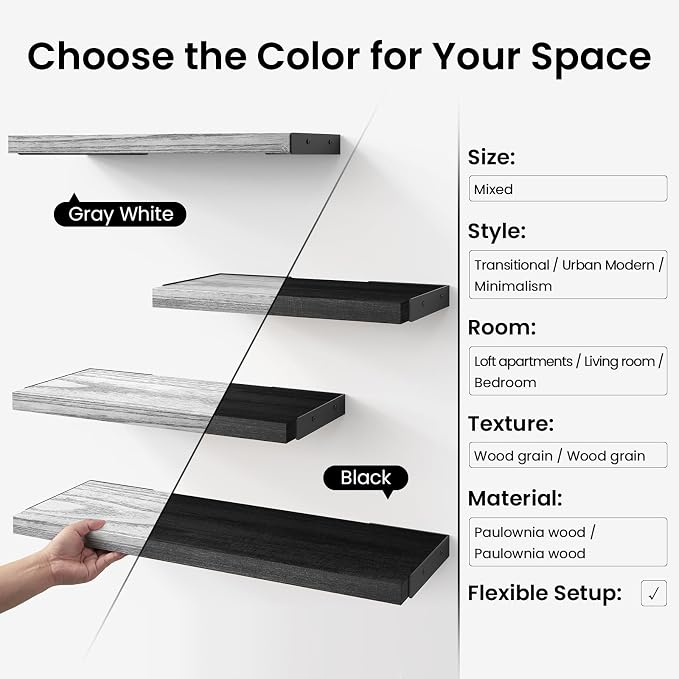 BAYKA Wall Shelves for Bedroom Decor, Floating Shelves for Living Room Kitchen - Image 5
