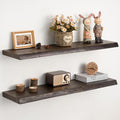 Floating Shelves Set of 2, Solid Elm Wood Wall Shelves 36 Inch by Unknown