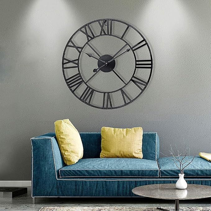 Antique Tower 30 inch Large Roman Numeral Wall Clock, Indoor Outdoor Patio - Image 6