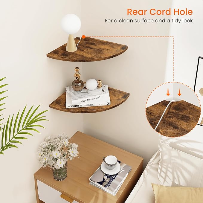 Homode Corner Shelf Wall Mount, 12 Inch Wood Floating Corner Shelves - Image 4