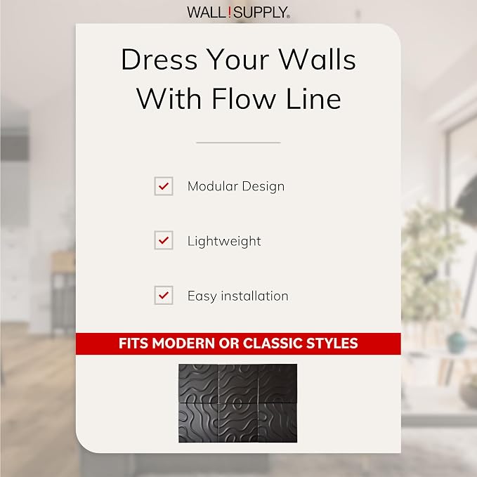 Wall!Supply - 3D Wall Panels – Flow Line Black Wall Covering - Lightweight - Image 3