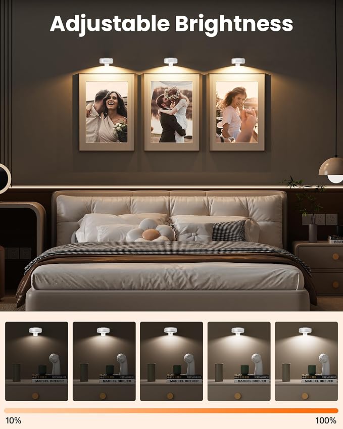 Picture Lights for Wall, Wireless 2000mAh Rechargeable Magnetic LED Puck Lights - Image 6