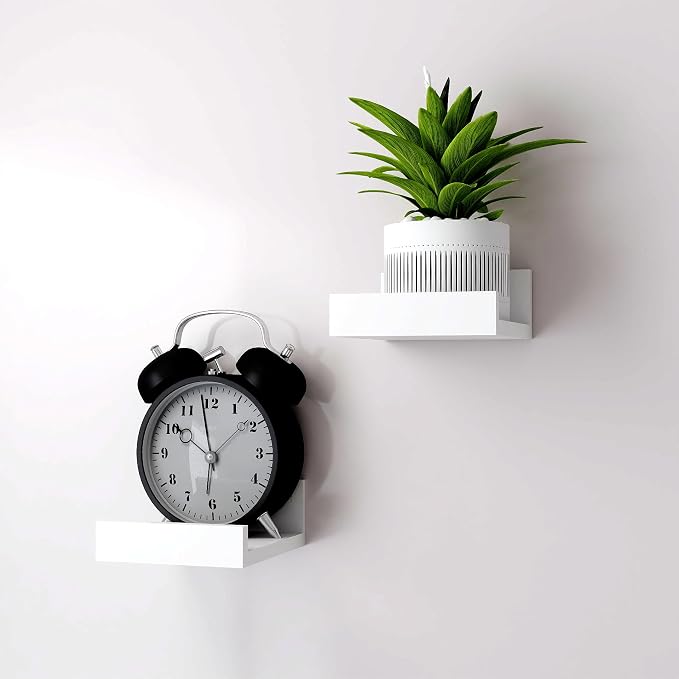 Small White Floating Shelves for Wall Decor, Wall Mounted Wood Shelf for Bedroom by Unknown