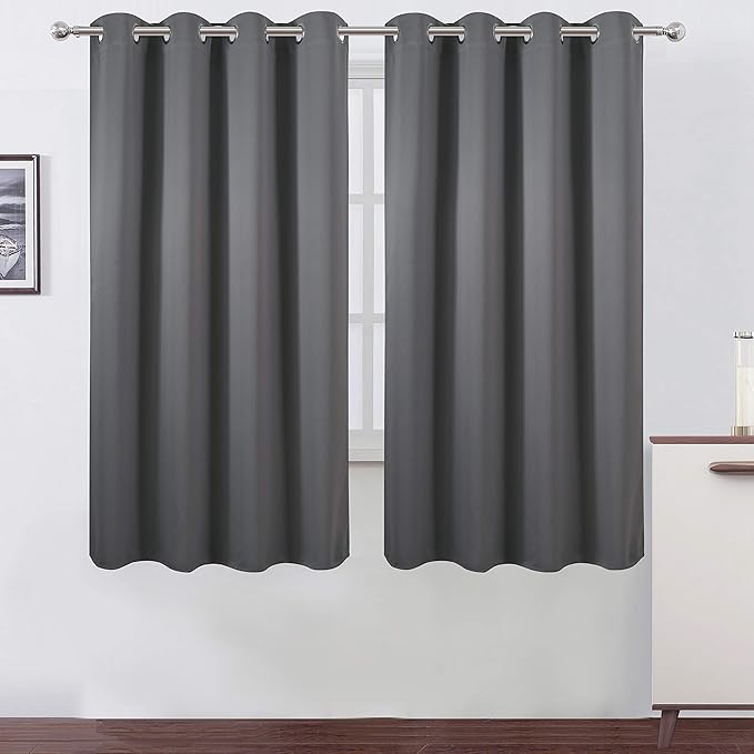 LEMOMO Grey Bedroom Blackout Curtains/52 x 63 Inch Long/Set of 2 Curtain by Lemomo