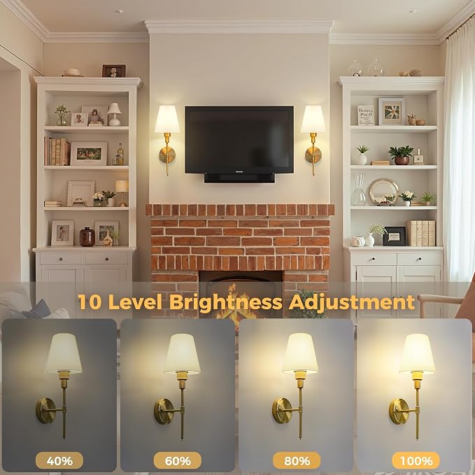 DORESshop Battery Operated Wall Sconce Set of 2, Wall Light Wireless Easy to - Image 6