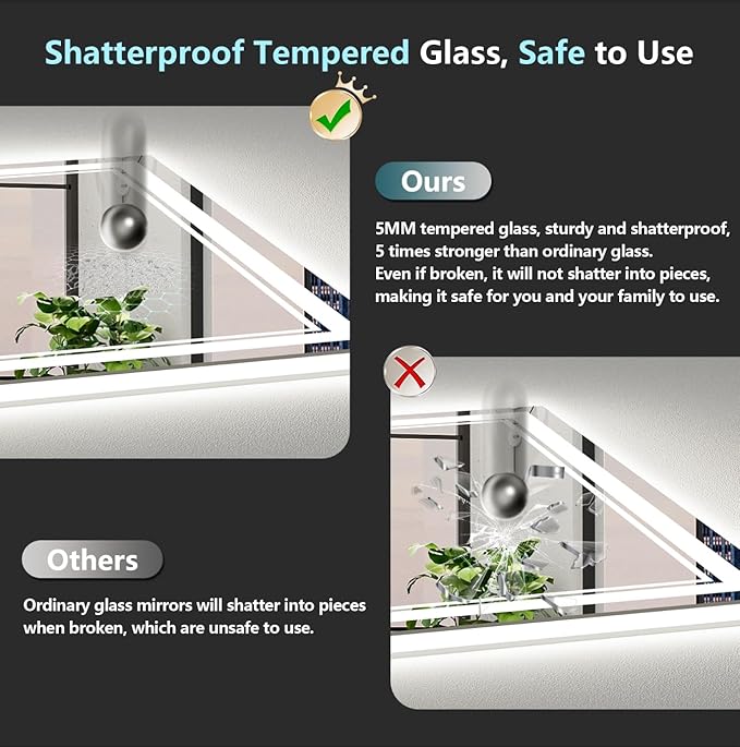 96x36 LED Bathroom Mirror with Lights, Backlit and Front Lit Anti-Fog Lighted - Image 7