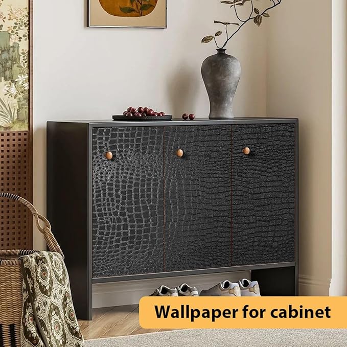 Arthome 17"×120" Black Crocodile Peel and Stick Wallpaper, Charcoal Black - Image 5