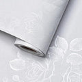 White Wallpaper Silk Embossed Floral White 393inL 17.7inWContact Paper by VisitTheLativo
