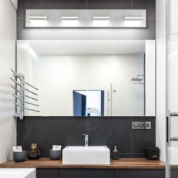 SineRise LED Modern Bathroom Vanity Light Fixtures, Matte White Modern Acrylic - Image 6