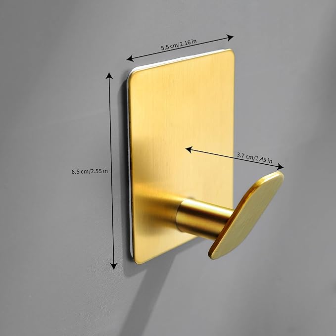 DELITON Gold Towel Hooks- 4 Pack Adhesive Hook - Image 4