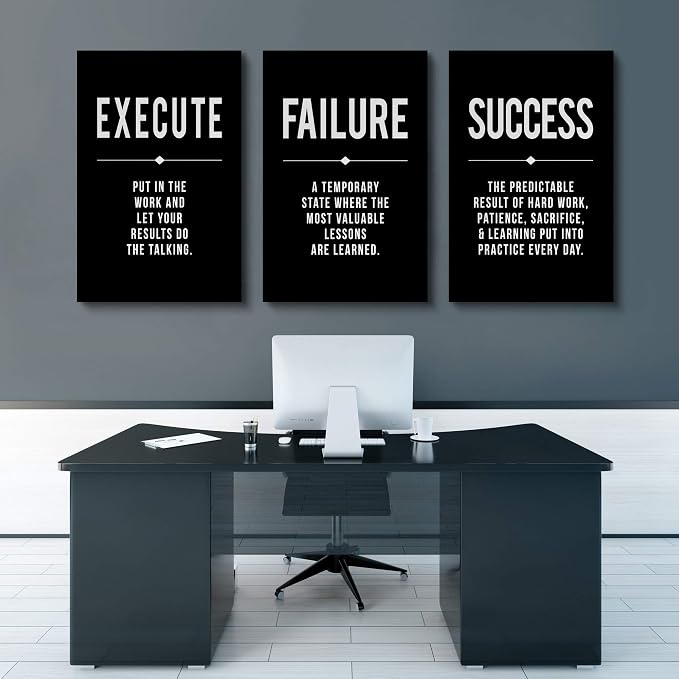 Framed Canvas Wall Art Success Quote, Office Wall Art, Positive Motivational - Image 2