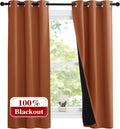 NICETOWN Burnt Orange 100% Blackout Lined Curtains, 2 Thick Layers Narrow Wide by NICETOWN