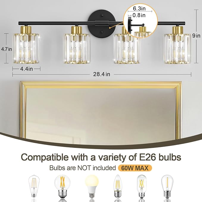 Crystal Bathroom Light Fixtures, Bathroom Lighting Fixtures Over Mirror - Image 2