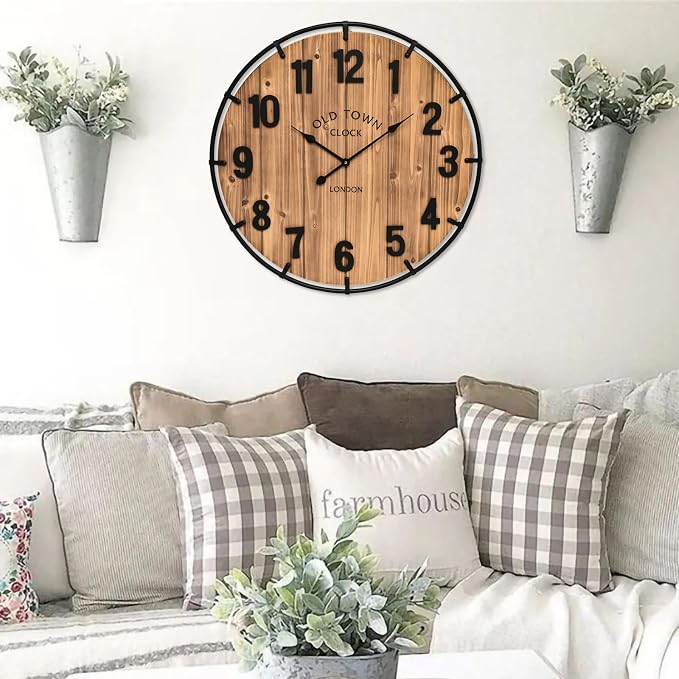 EMAX HOME Large Old Town Farmhouse Wall Clock 20 Inches - Image 5