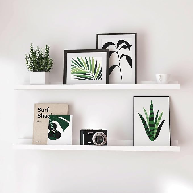 White Floating Shelves for Wall Decor, Long Wall Mounted Storage Shelf for by Unknown