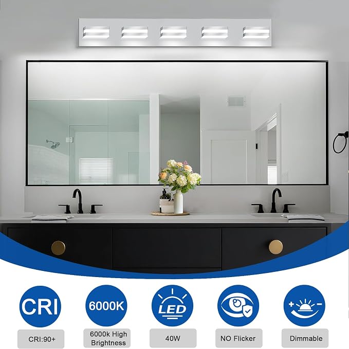 IZORRO LED Modern Bathroom Lights Fixtures, Chrome Acrylic Wall Lighting - Image 4