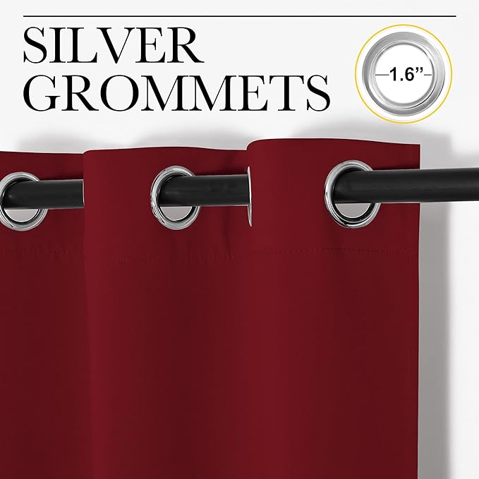 NICETOWN Christmas Burgundy Window Curtains Blackout Drapes, Thermal Insulated - Image 3